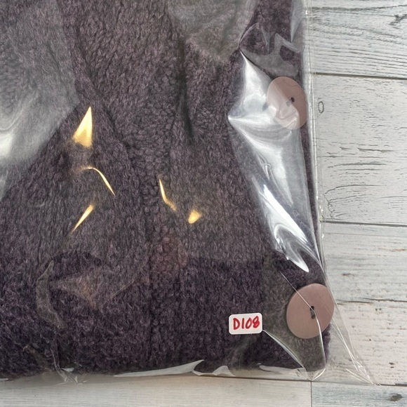 Moda Immagine Women’s Purple Short Sleeve Cable Knit Button Front Cardigan Sz M - Picture 12 of 12